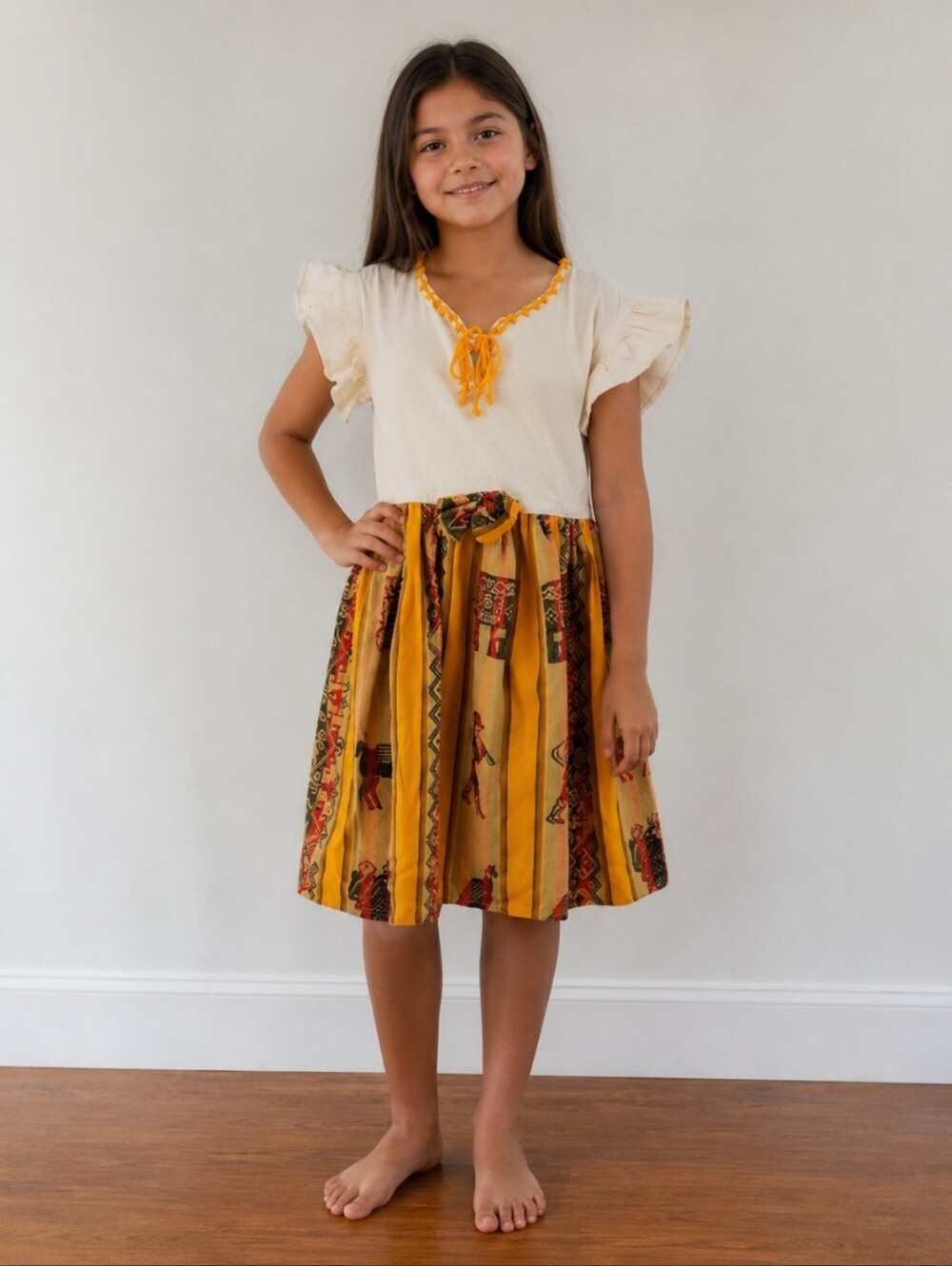 Girls XL Peruvian-style textile patterns Dress